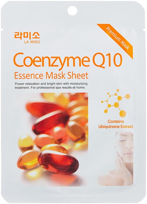 La Miso тканевая маска Premium Essence Mask с коэнзимом Q10, 21 г, 21 мл