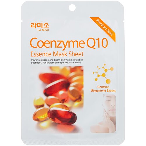 фото La miso маска с экстрактом коэнзима q10 - coenzyme q10 essence mask sheet, 21г