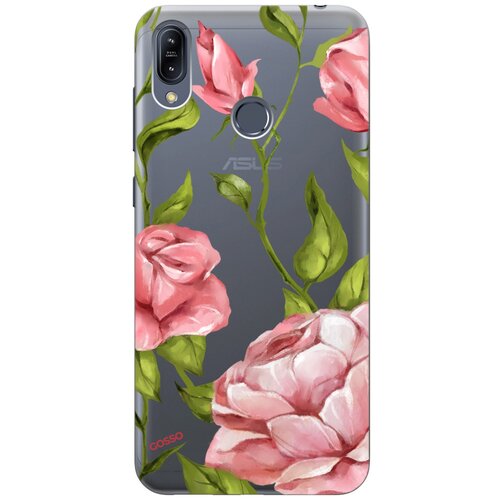 фото Ультратонкий силиконовый чехол-накладка transparent для asus zenfone max (m2) zb633kl с 3d принтом "amazing roses" gosso