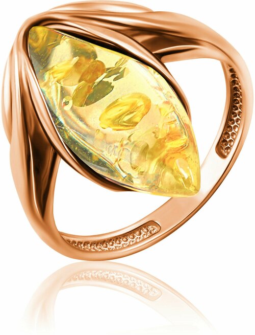 Кольцо Diamant online, золото, 585 проба, янтарь, размер 17.5