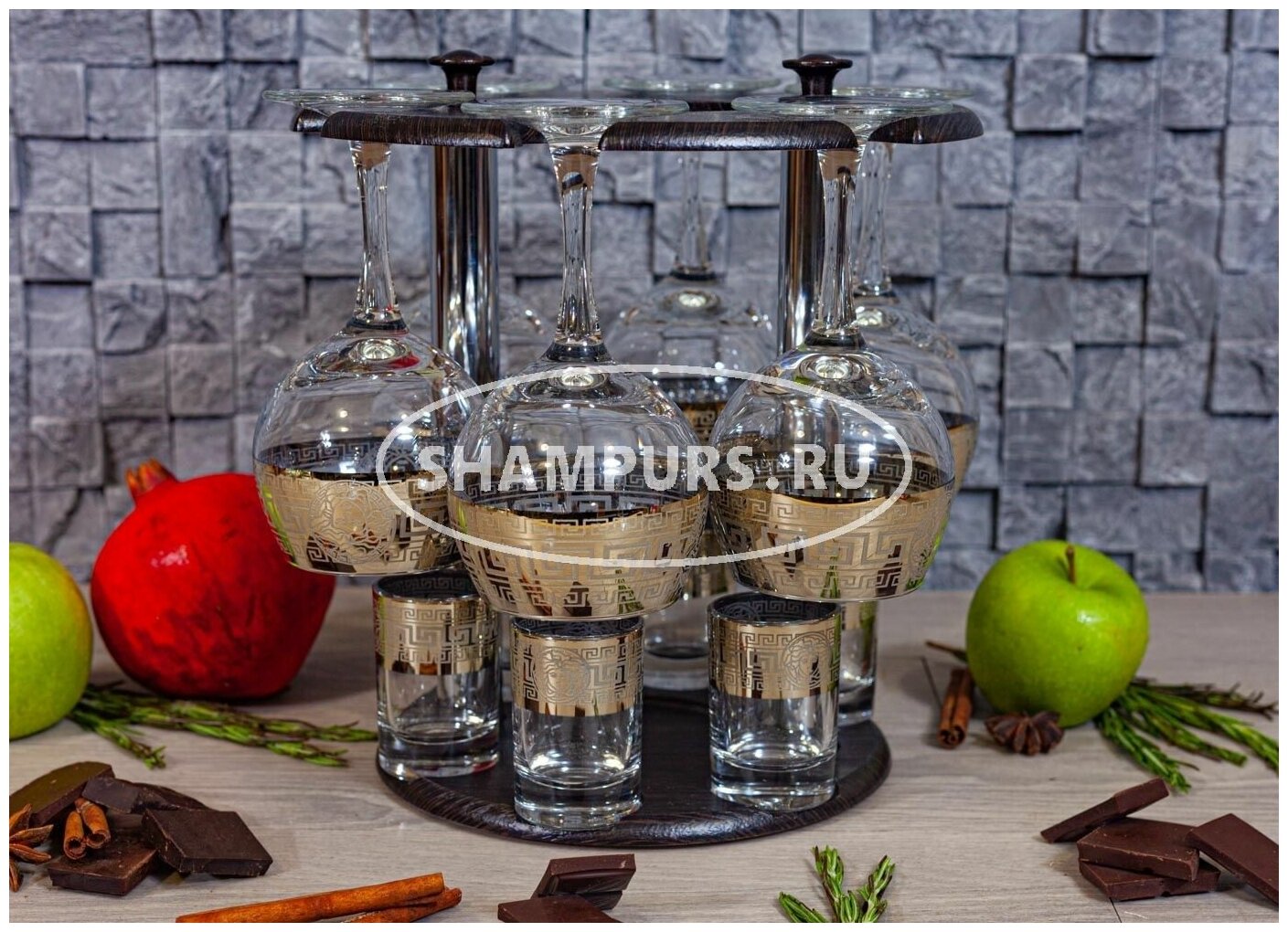 Бар Версаль (Барная стойка Искушение + 6 фужеров + 6 стопок)