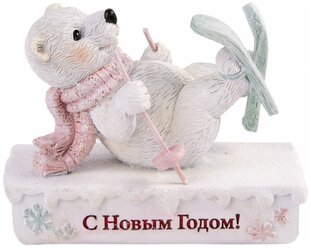 Фигурка Феникс Present Медведь-лыжник, 6 см, розовый