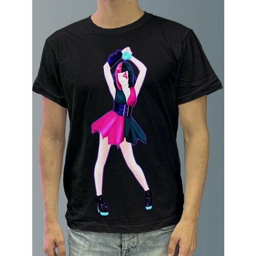 фото Футболка мужская черная из хлопка с dtf рисунком игры just dance - 3234 будь на стиле