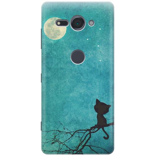 фото Re:pa накладка transparent для sony xperia xz2 compact с принтом "котенок и луна"