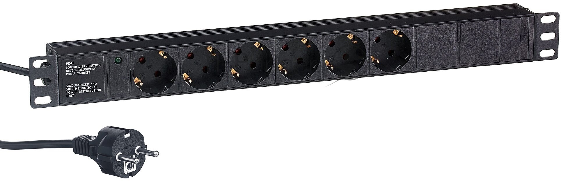 Exegate EX280828RUS Блок розеток ExeGate ServerPro PDU-19H603 Al-6S-EU2.5, 19",1U,алюм, 6Schuko, евровилка, 2.5м - фото №4