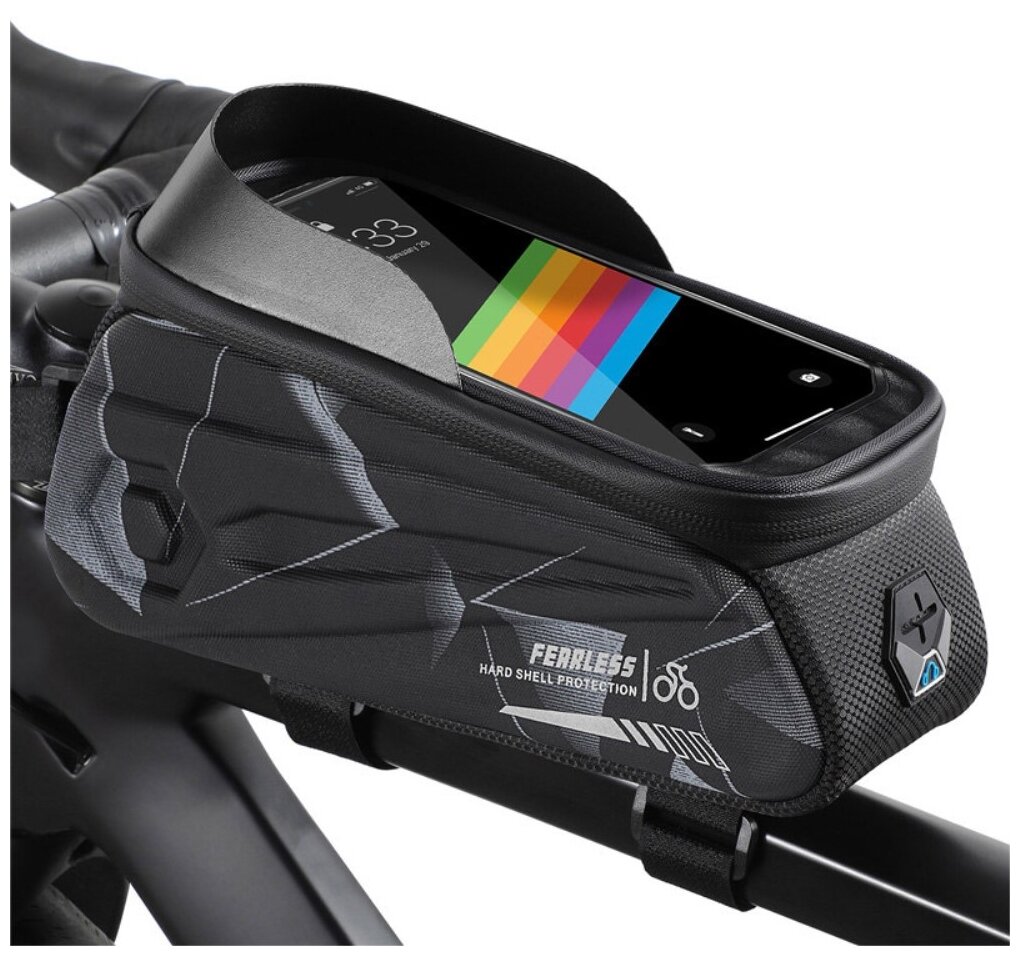 Велосипедная водонепроницаемая сумка для телефона West Biking с креплением на раму, с доступом к сенсорному экрану до 7 дюймов, темно-серая