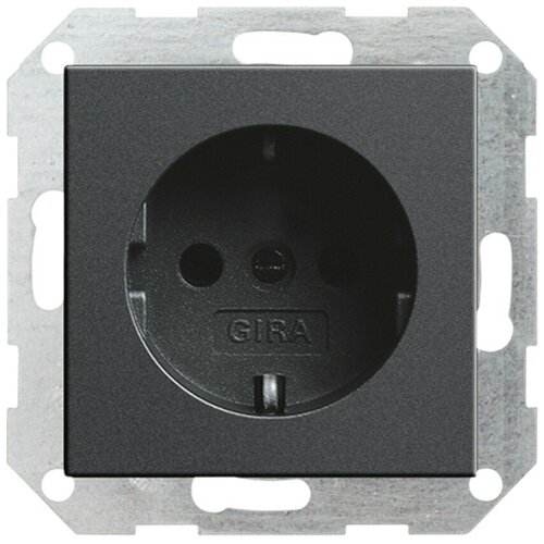 Розетка Gira System 55 Schuko с/з 16A 250V безвинтовой зажим антрацит 018828 gira розетка gira system 55 schuko с з со шторками 16a 250v безвинтовой зажим антрацит 045328