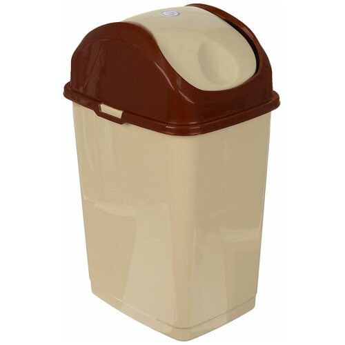 Контейнер для мусора пластик, 18 л, прямоугольный, плавающая крышка, молочный, DDStyle, Sympaty, 09403