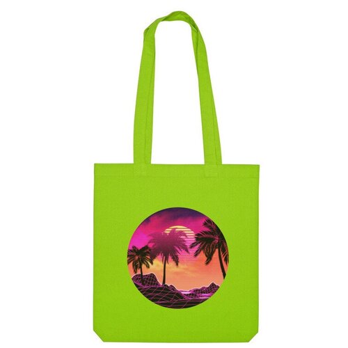 Сумка шоппер Us Basic, зеленый детская футболка пальмы и пляж в розовой дымке 140 темно розовый