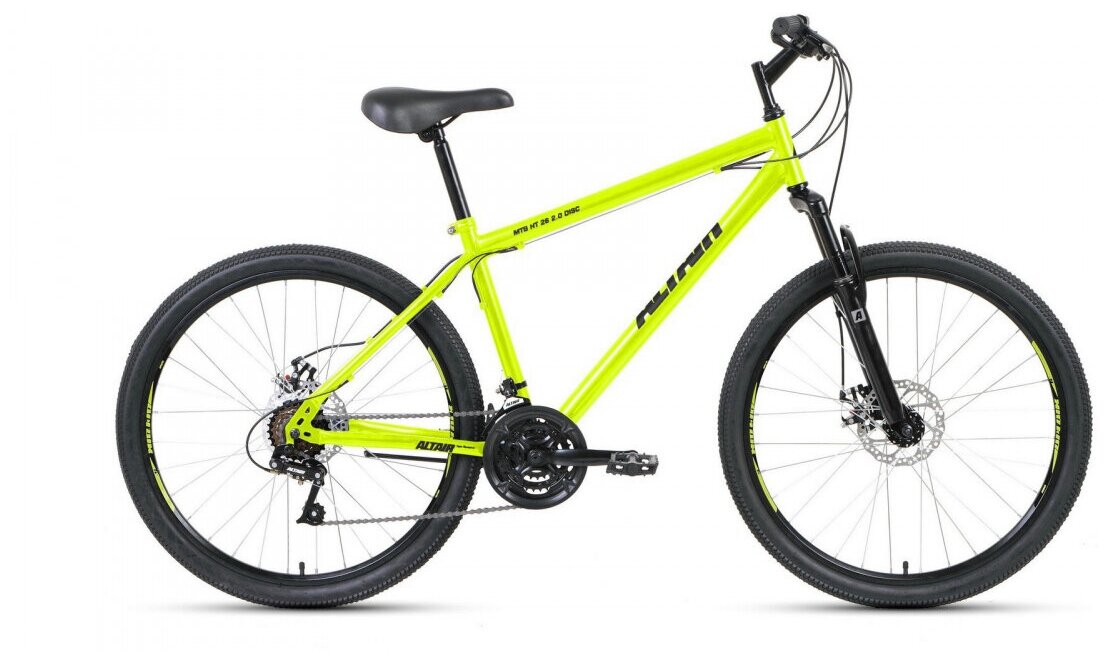 Велосипед ALTAIR MTB HT 26 2.0 disc (рост 19" 21ск.) 2020-2021, ярко-зеленый/черный