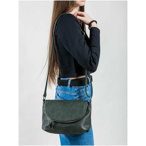 Сумка кросс-боди , фактура гладкая, хаки, зеленый сумка дутая стеганная сумка шоппер сумка на плечо женская сумка серый металлик