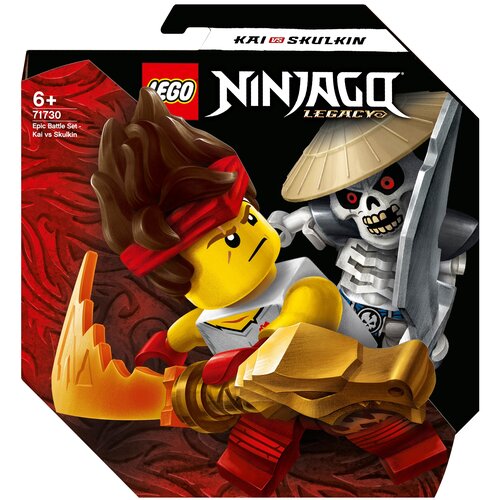 конструктор lego ninjago legacy 71733 легендарные битвы коул против призрачного воина с 6 лет Конструктор LEGO Ninjago 71730 Легендарные битвы: Кай против Скелета, 61 дет.