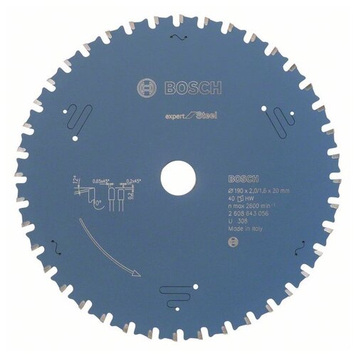 Пильный диск Bosch Expert for Steel 190х20х2,0/1,6мм(40зуб) (2608643056)