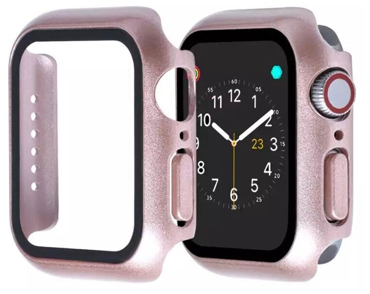 Чехол для Apple Watch 40mm со стеклом розовое золото