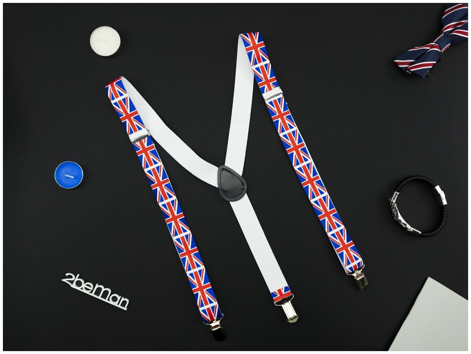 Подтяжки 2beMan для мужчин, белый/красный/синий — фото 1