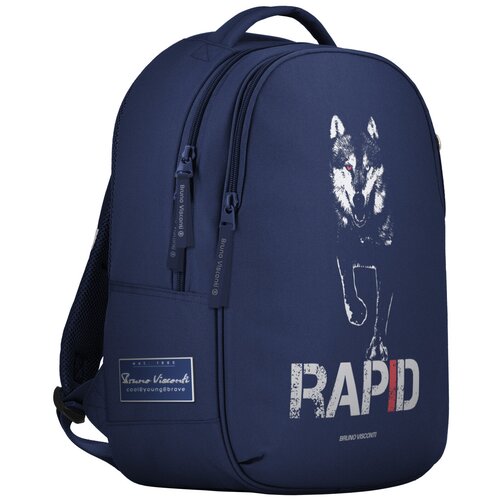 фото Рюкзак brunovisconti® классический суперлегкий синий с эргономичной спинкой «хищные звери.волк» арт. 12-008-035/02 bruno visconti