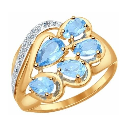 фото Золотое кольцо sokolov 714504 с топазом и фианитом diamant-online