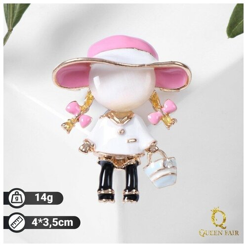 Брошь Ювелирная шкатулка, эмаль, кошачий глаз синтетический, розовый, золотой