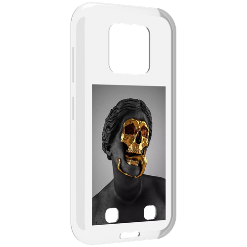 Чехол MyPads золотой череп в статуе для Oukitel WP18 задняя-панель-накладка-бампер