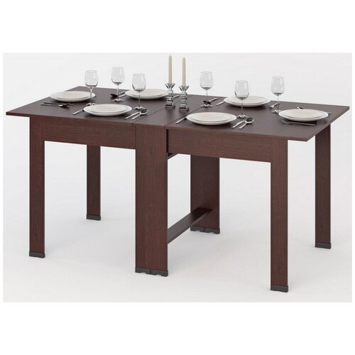 Стол-книжка раскладной обеденный 170 см с 4 ножками МагМебель Рион-8 венге