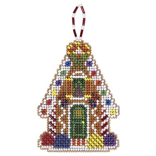 набор для вышивания fishing gnome 15 х 15 см mill hill артикул mh172013 Mill Hill Набор для вышивания бисером Пряничный терем,MH212116, разноцветный, 8 х 8 см
