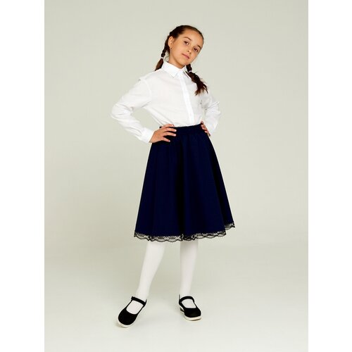 фото Школьная юбка-полусолнце irina egorova, с поясом на резинке, миди, размер 140, синий