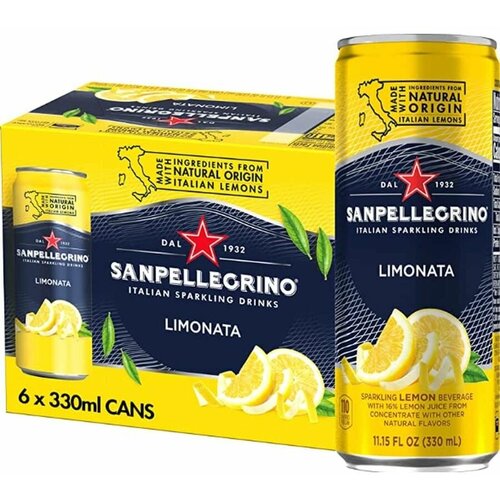 Напиток газированный Sanpellegrino(Сан Пеллегрино) с соком лимона, 6 шт. по 0.33л, ж/б