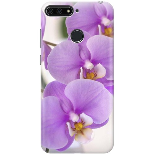 фото Cиликоновый чехол на honor 7c pro / huawei y7 pro (2018) / хонор 7с про / хуавей у7 про (2018) с принтом "сиреневые орхидеи" gosso