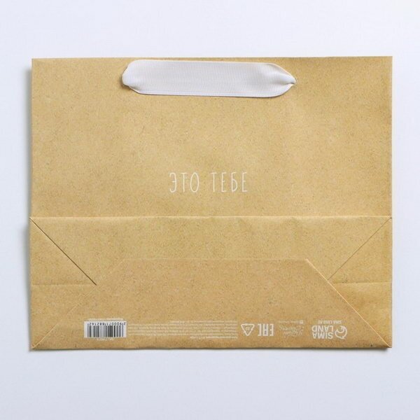 Пакет подарочный крафтовый, упаковка, "Тебе", 22 x 17.5 x 8 см
