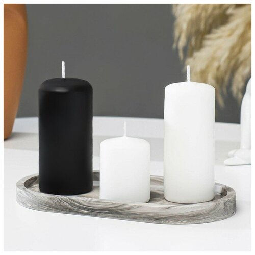Подсвечник интерьерный для свечей черно-белый 410₽