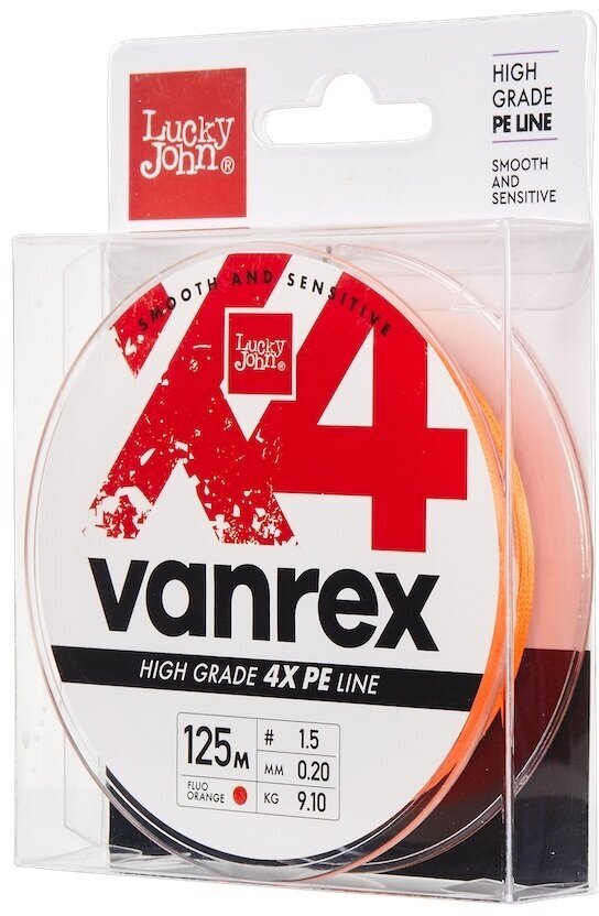Плетеный шнур LUCKY JOHN Vanrex X4 BRAID Fluo Orange 125 м - 0,17 мм