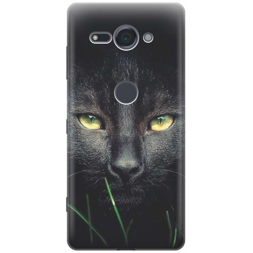 фото Cиликоновый чехол на sony xperia xz2 compact / сони иксперия икс зет 2 компакт с принтом "кошка в темноте" gosso