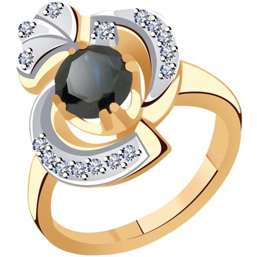 Кольцо Diamant online, золото, 585 проба, циркон, сапфир, размер 18.5