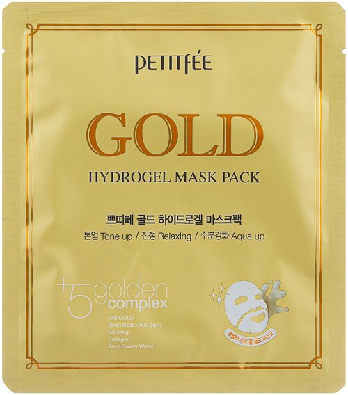 Petitfee Гидрогелевая маска для лица с золотом, 32 мл