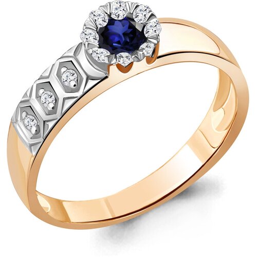 фото Золотое кольцо aquamarine 963783кс с бриллиантом и сапфиром diamant-online