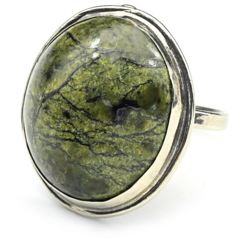 Кольцо Радуга Камня, змеевик, размер 17.5, черный, зеленый кольцо радуга камня змеевик размер 17 зеленый