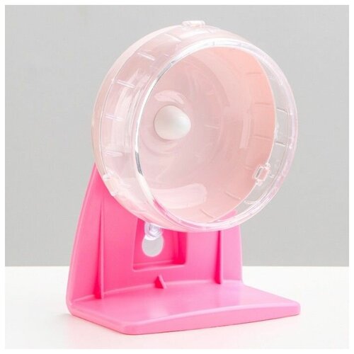 Игрушка для грызунов, Колесо, тихое, на подставке, 12 см, розовое, 1 шт.