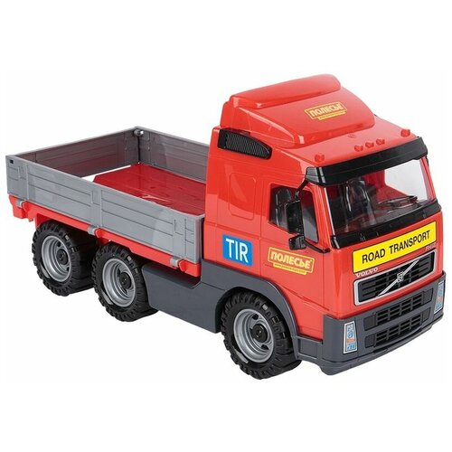 Грузовик Полесье бортовой Volvo (9746), 45 см, красный игрушечный большой бортовой грузовик 45 см volvo mammoet