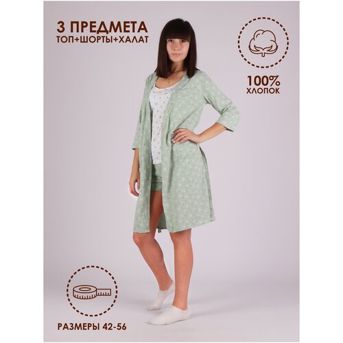 Пижама , размер 54-56, зеленый, серый пижама размер 54 зеленый серый