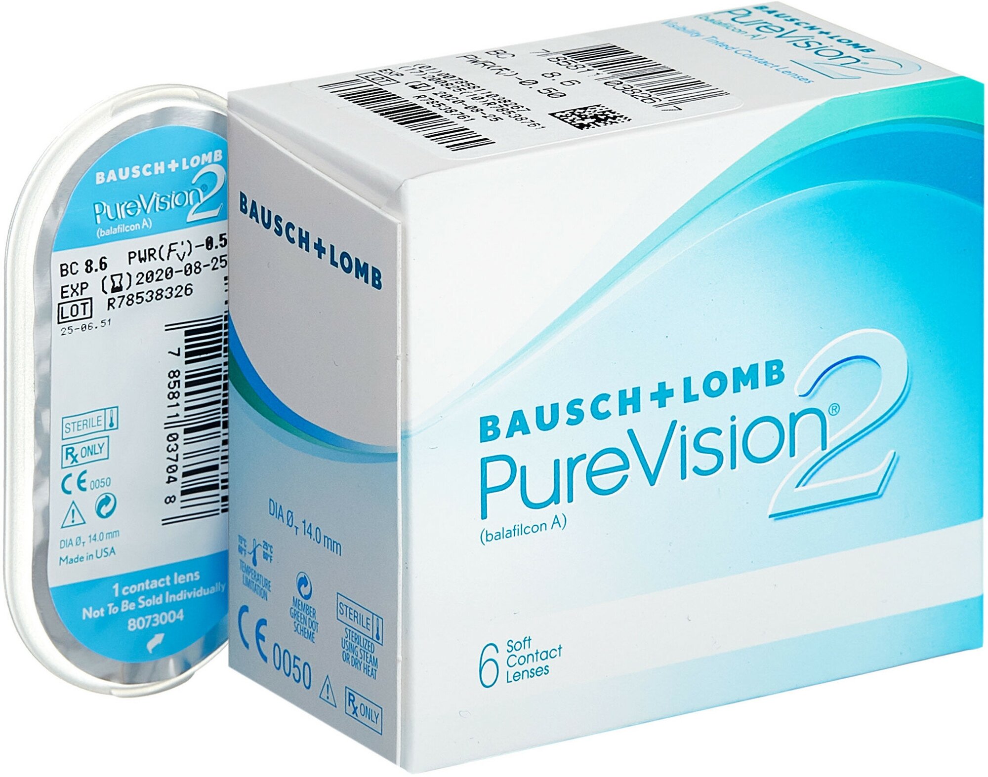 Контактные линзы PureVision 2 6 линз R 8,6 D -1,50