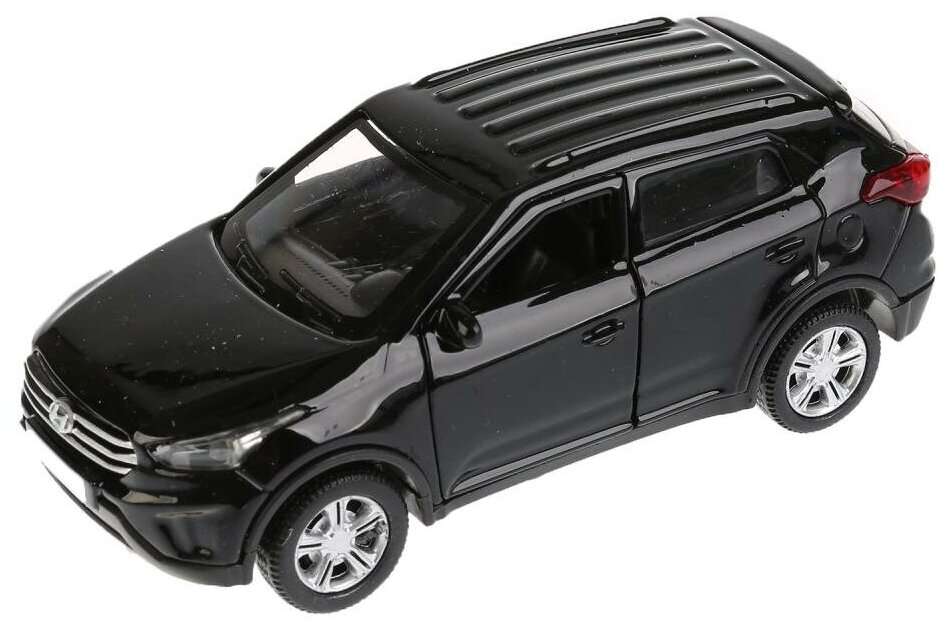 259943 Машина металл HYUNDAI CRETA длина 12 см, двери, багаж, инерц, черный, кор. Технопарк в кор.