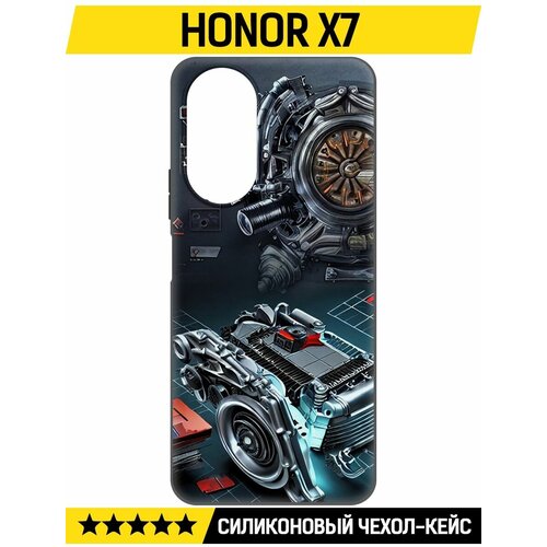 Чехол-накладка Krutoff Soft Case Моторы для Honor X7 черный