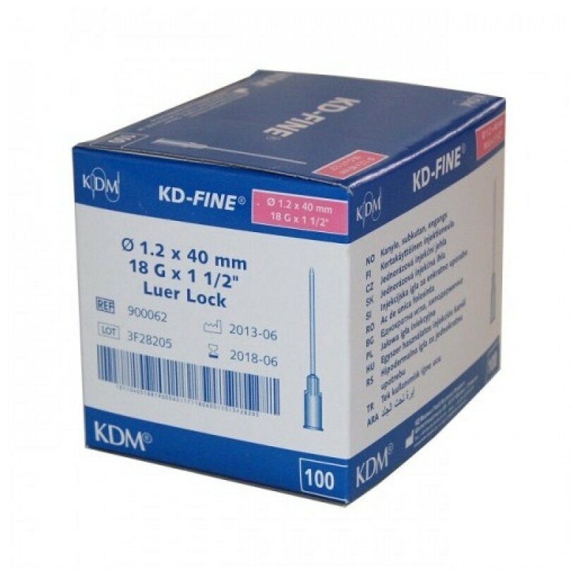 Игла инъекционная KD-Fine 1,2х40 мм 18G 100 шт