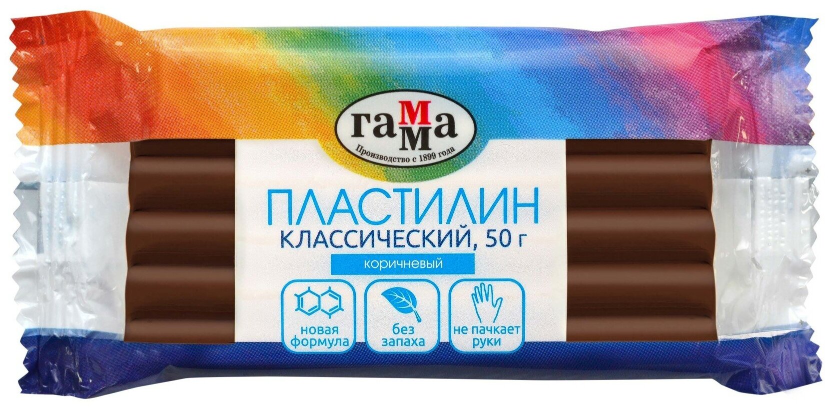 Пластилин Гамма "Классический", коричневый, 50г (270818_16)