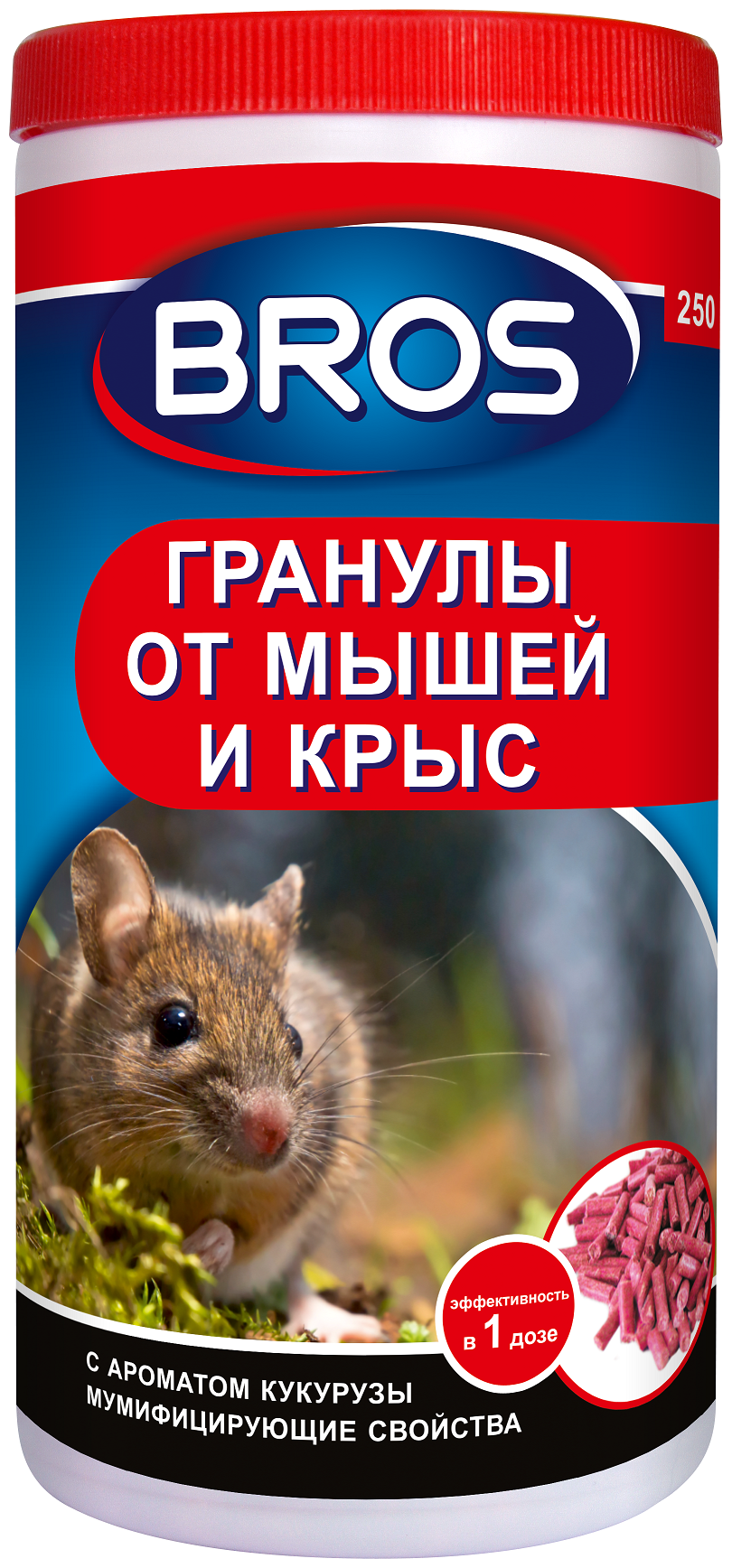 Bros (Брос) приманка от грызунов, крыс и мышей (гранулы), 250 г - фотография № 10