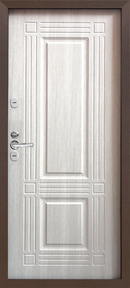 Стальная дверь Страж Тепло 3К с терморазрывом Беленый дуб - фотография № 1
