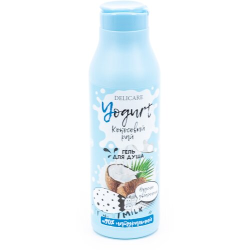 Delicare / Деликаре Гель для душа женский Yogurt Кокосовый рай смягчение и глубокое увлажнение 400мл, без сульфатов и парабенов