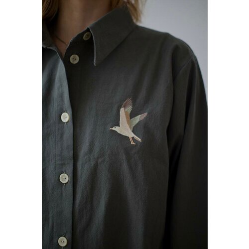 Рубашка Берегите Птиц, размер one size, бежевый, хаки