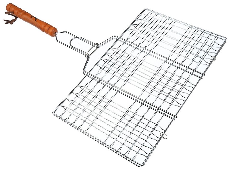 Решетка-гриль хромированная с деревянной рукояткой - фотография № 1