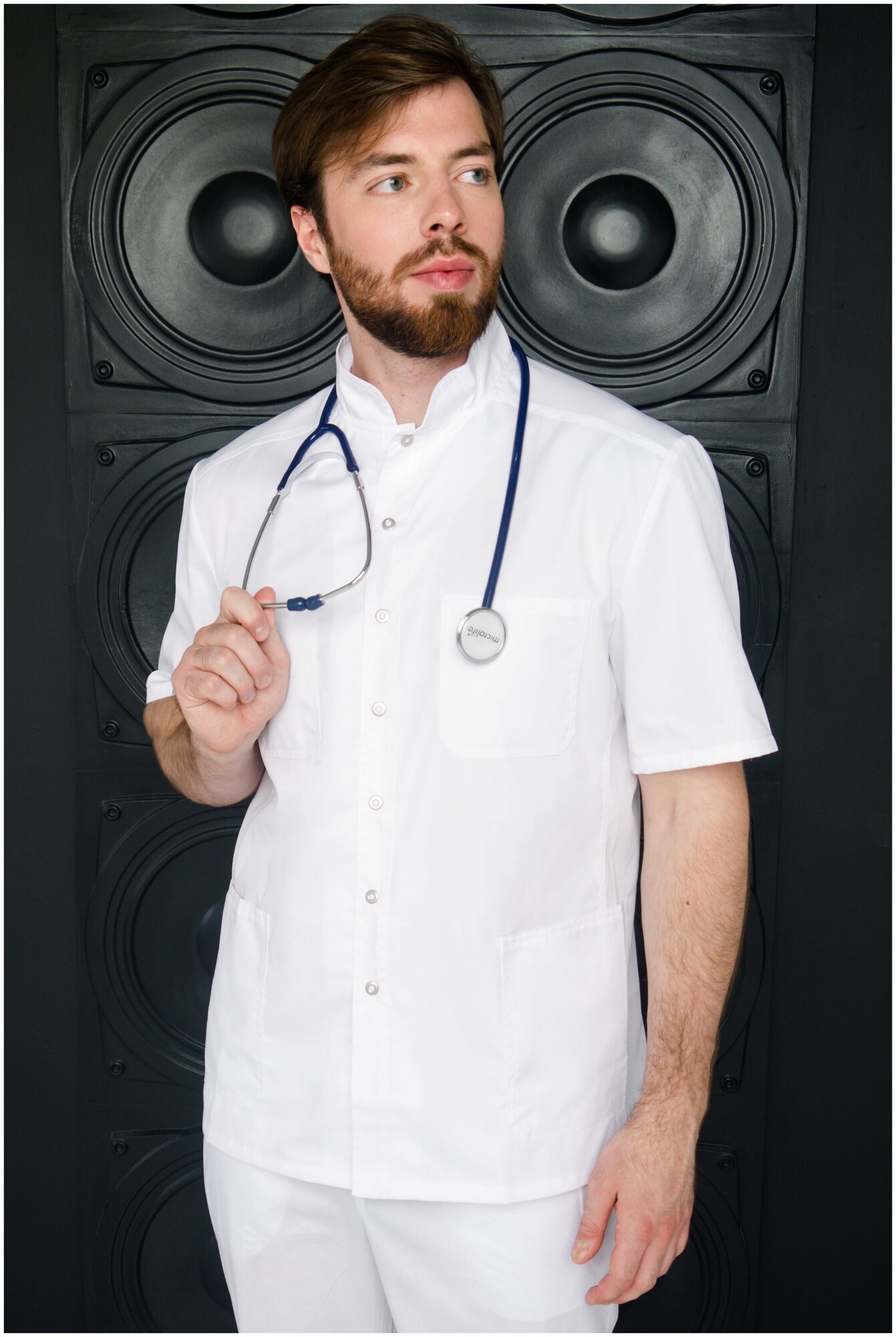 Медицинская рубашка DNK UNIFORM, мужская, белый, размер 60